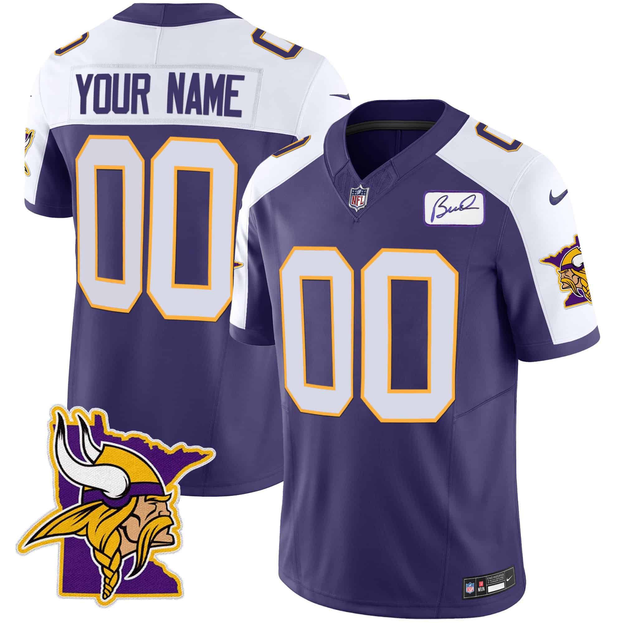 Men Minnesota Vikings Purple 2024 Nike Patch Classic Limited Custom NFL Jersey->customized nfl jersey->Custom Jersey